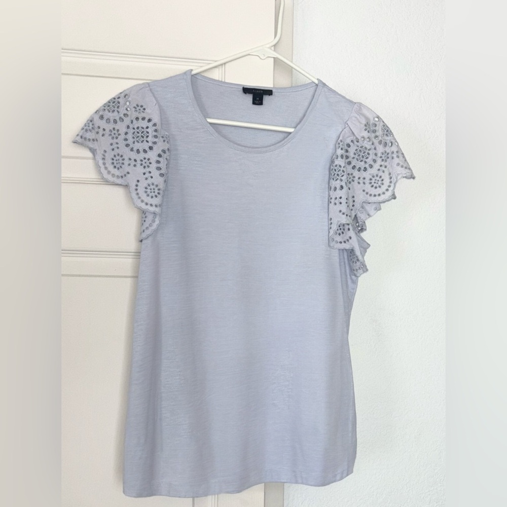 J. Crew T-shirt blouse with eyelet Sleeves